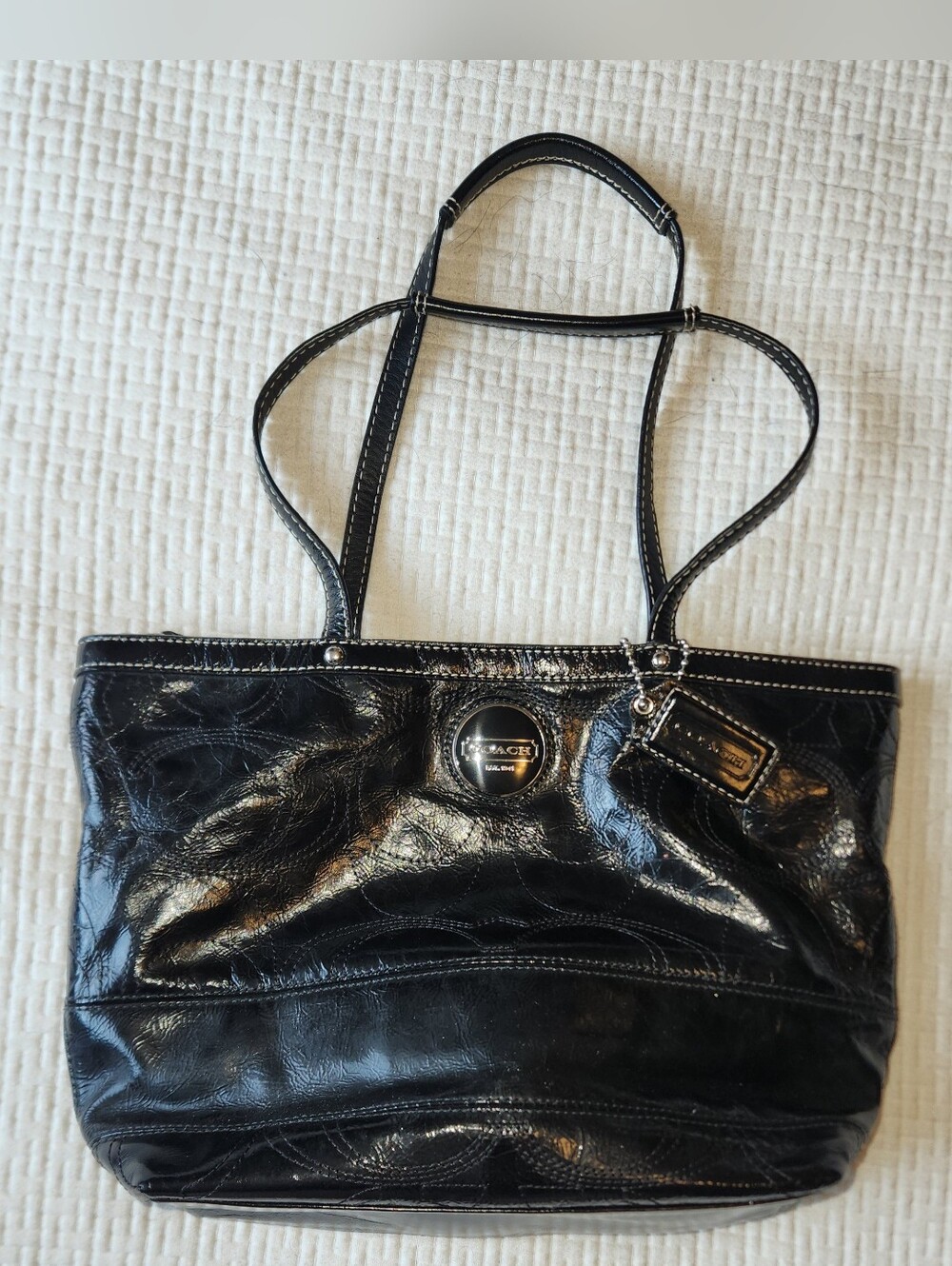 Coach Black Patent Leather Tote
